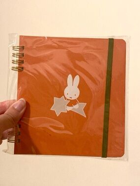 Orange Spiral Notebook with Miffy Graphic and Green Elastic